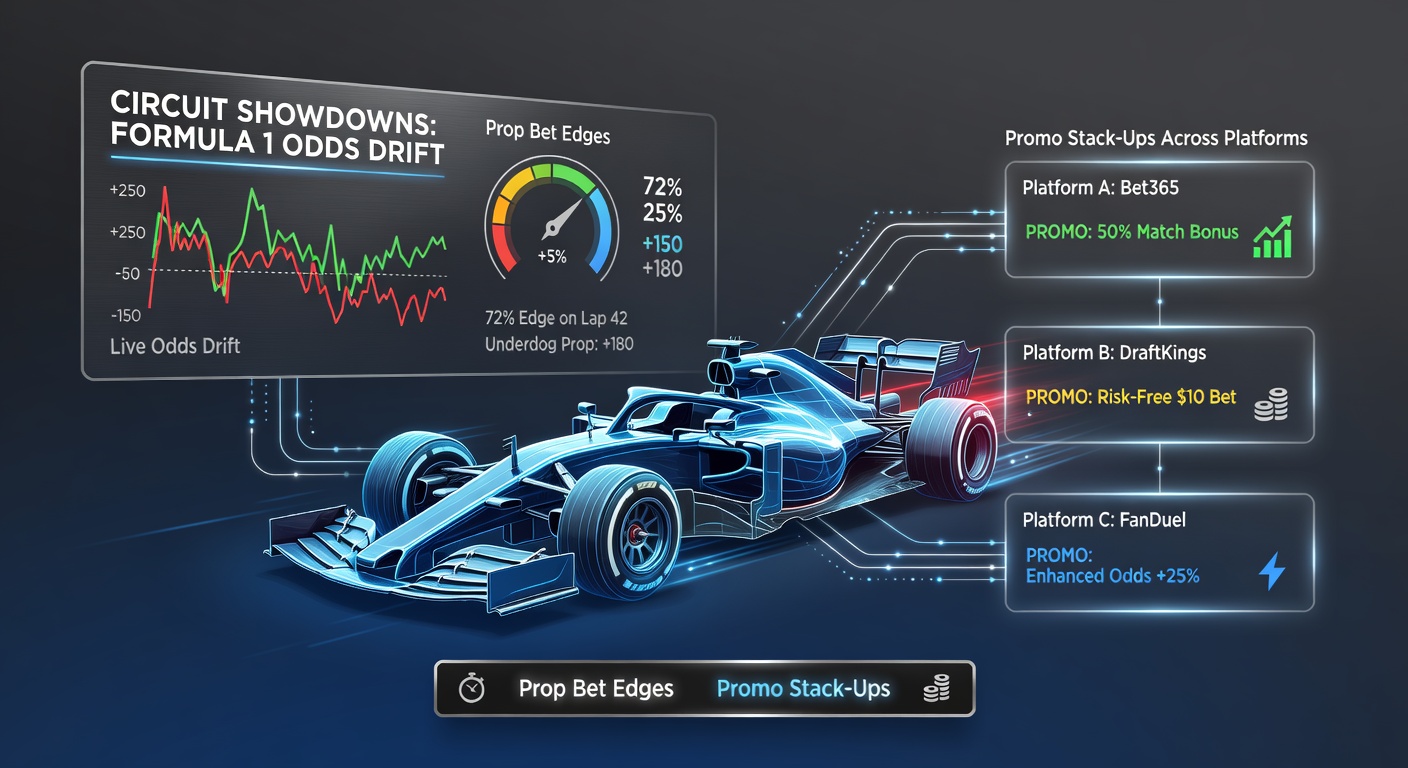 Close-up of a Formula 1 pit crew in frantic action during a tire change, symbolizing the precision and speed in prop betting opportunities