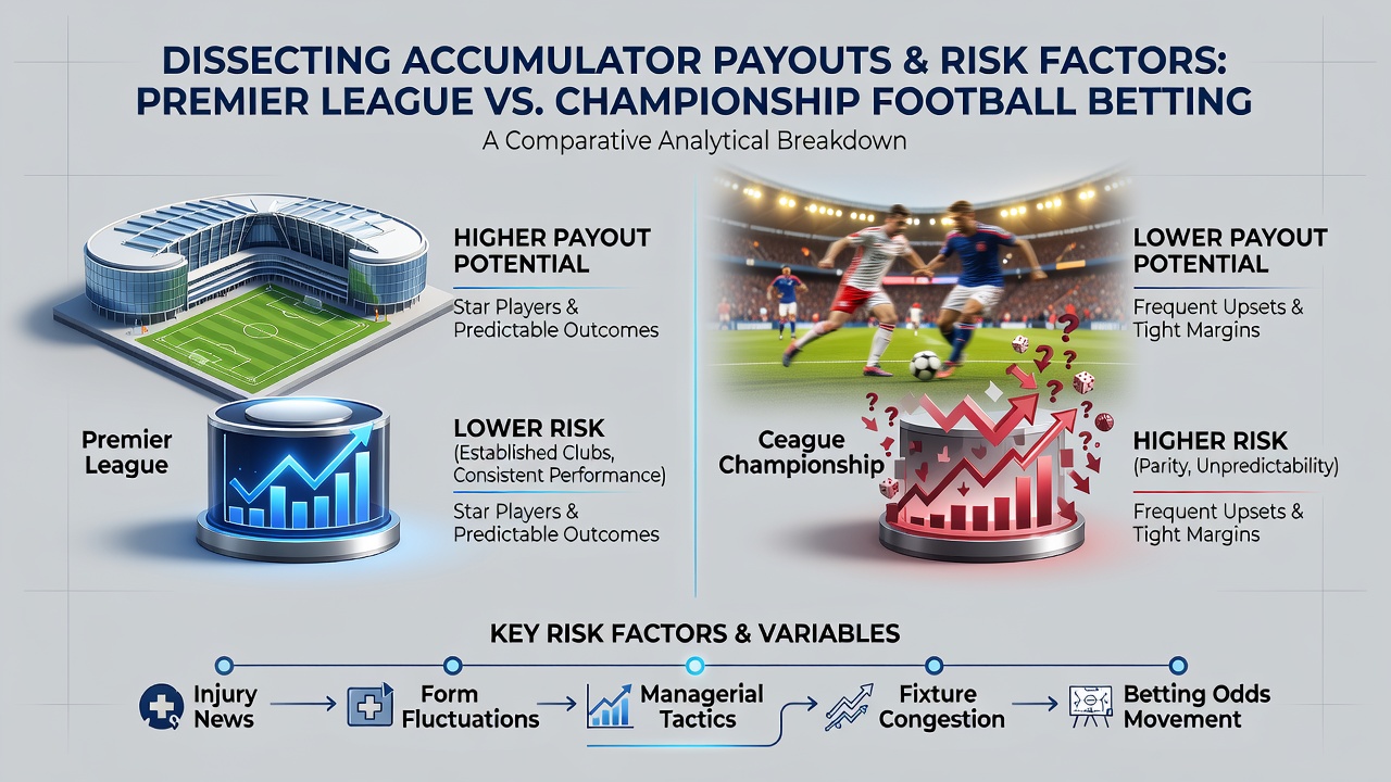 Infographic illustrating risk distribution and payout multipliers in English football accumulator bets