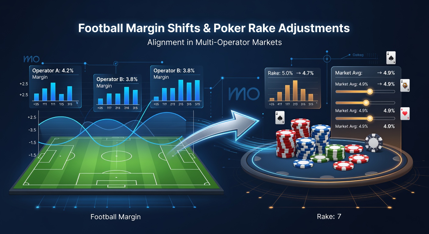 Chart showing football betting margin trends alongside poker rake percentages across different operators