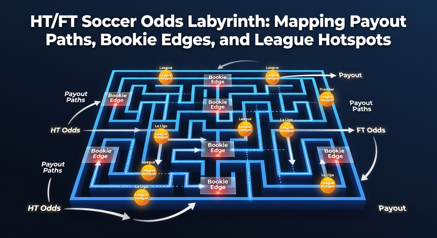 Chart comparing bookmaker margins on HT/FT markets across major soccer leagues, with bars showing vig percentages from 4% to 12% and highlighted low-edge leagues