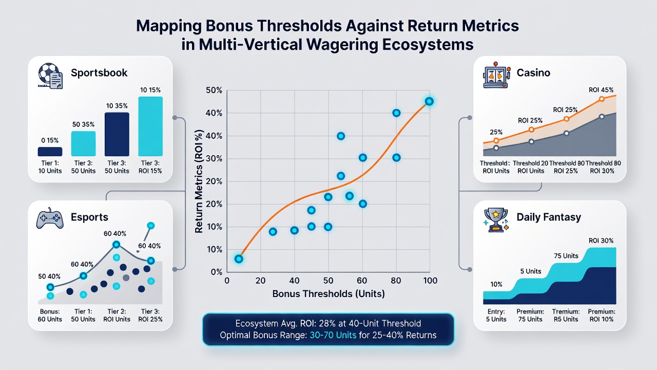 Chart illustrating threshold mapping across wagering verticals with return metric overlays