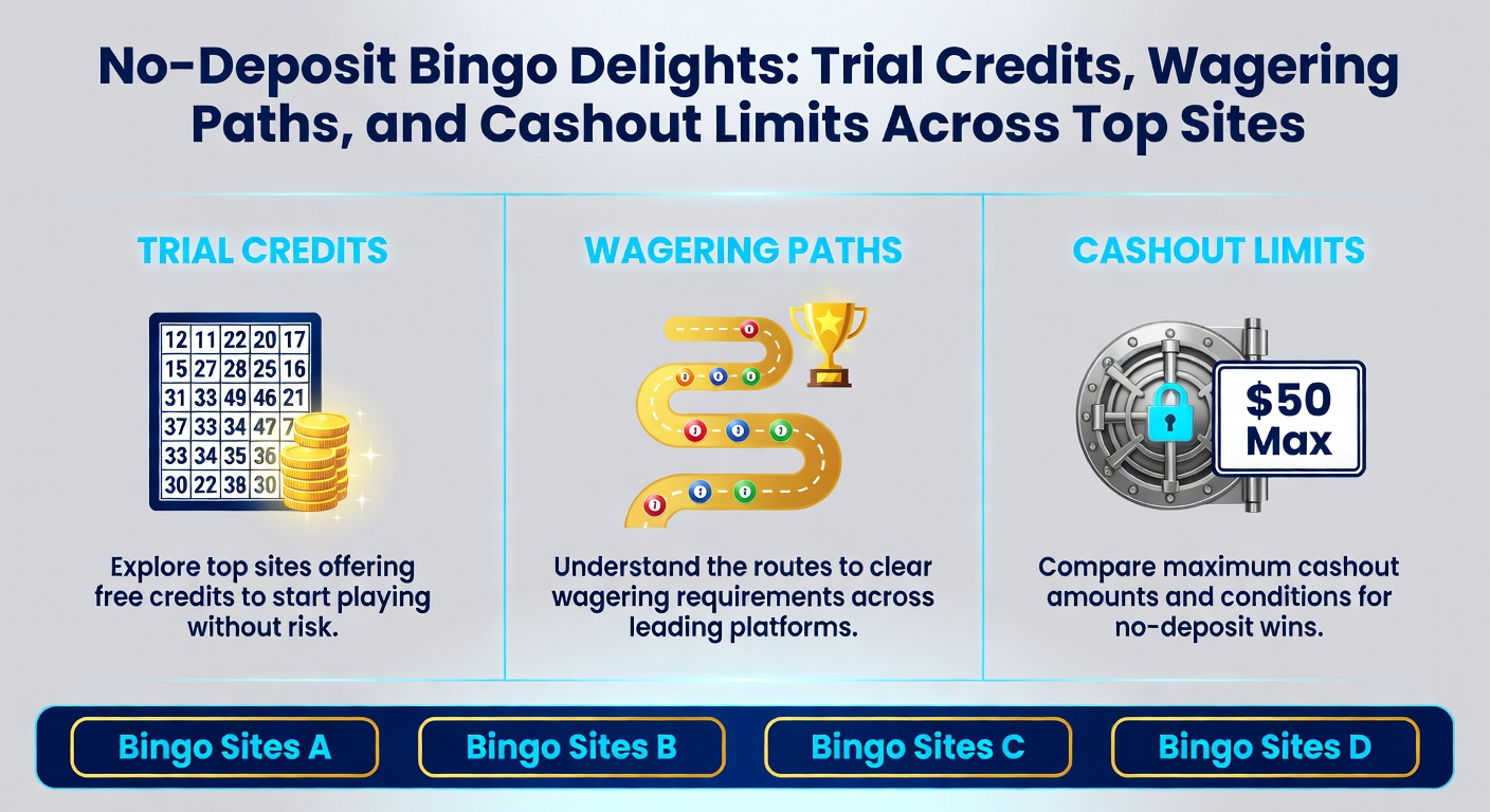 Colorful online bingo interface showcasing no-deposit bonus credits and ticket stacks ready for play