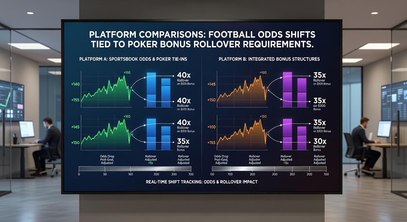 Detailed chart comparing football odds fluctuations with poker bonus rollover completion timelines across multiple betting platforms