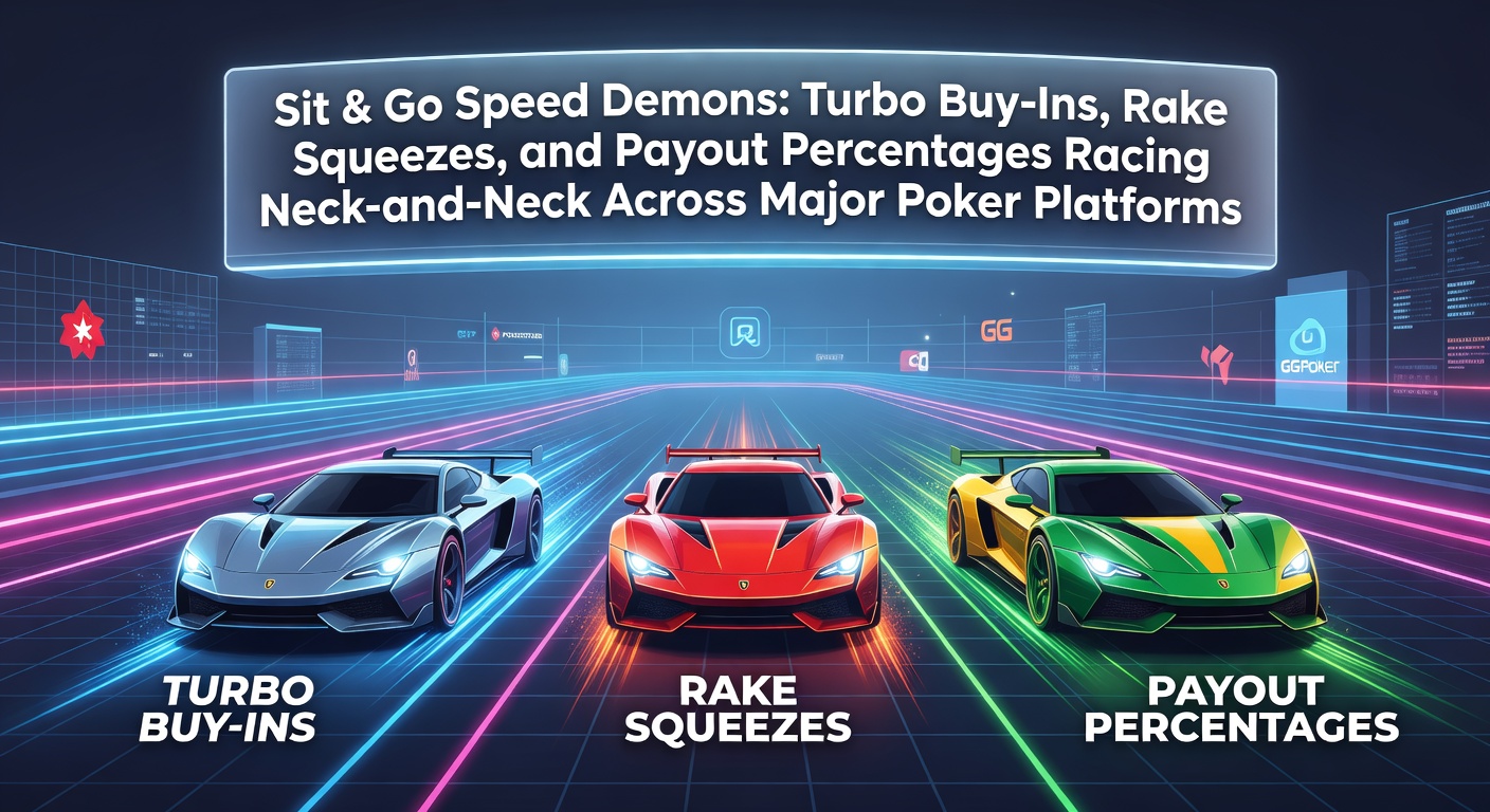 Dynamic poker table with turbo Sit & Go tournament clock ticking down amid fast-paced action on multiple screens