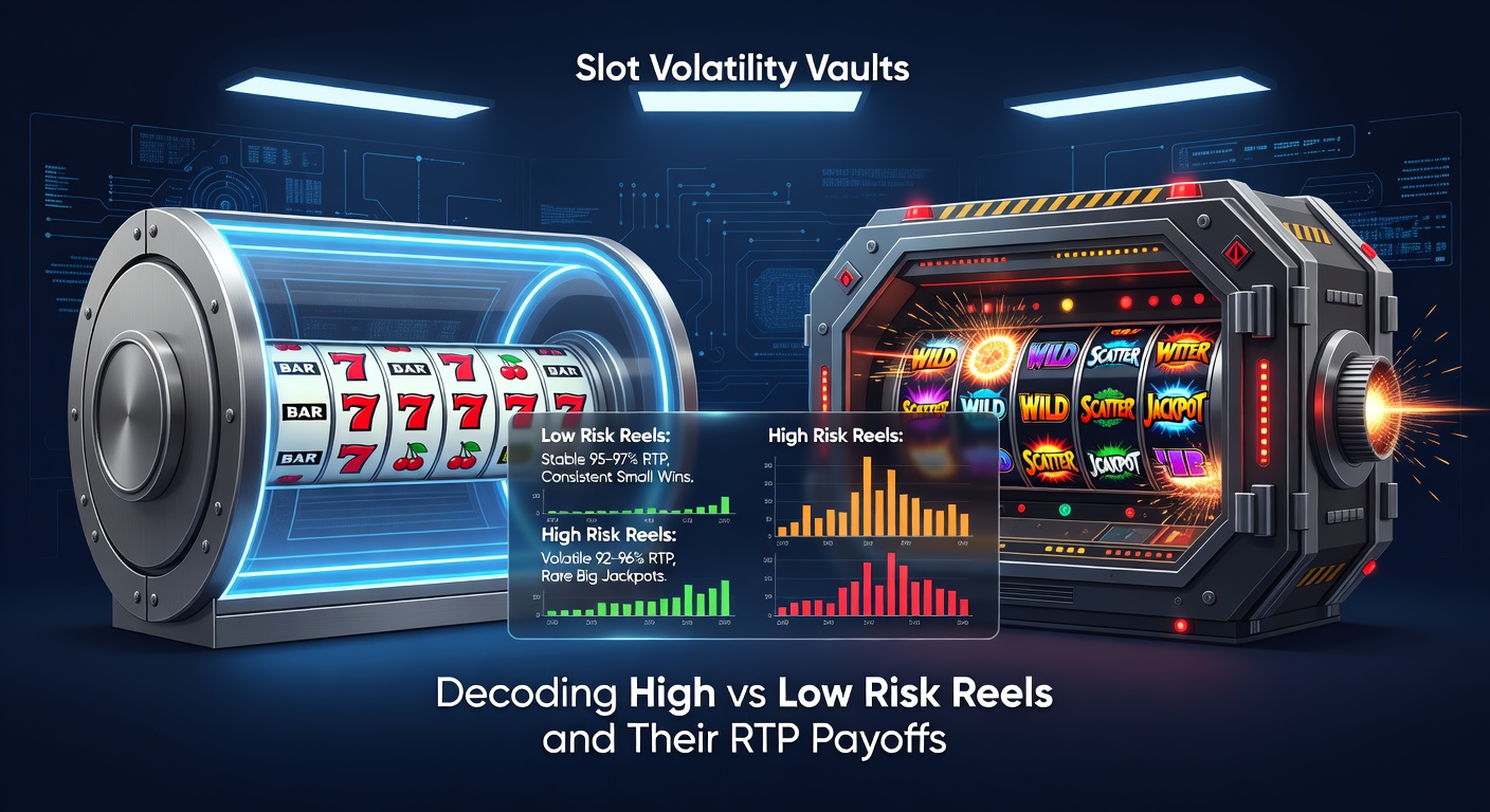 Comparison chart of low volatility slot payouts over time, showing steady wins versus high volatility peaks and valleys